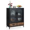 Costway Kitchen Storage Cabinet Freestanding Buffet Sideboard w/ 2 Glass Doors & Drawers